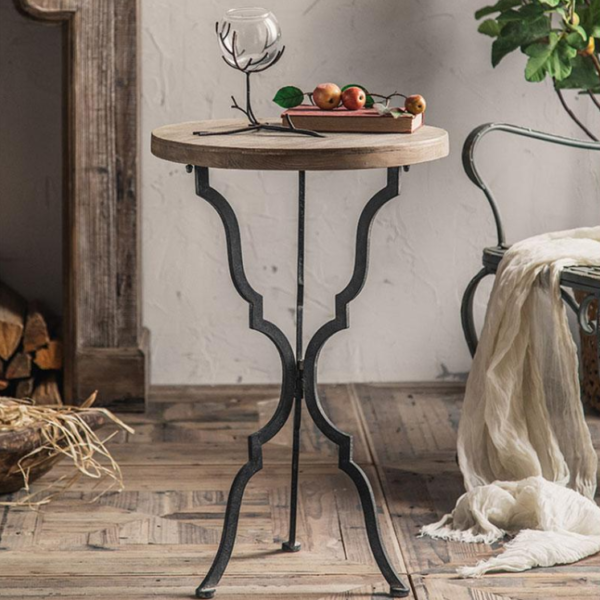 Rustic Round Wooden Tea Table